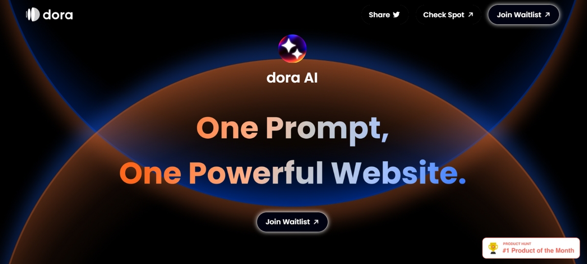 Screenshot de la page d'accueil Dora AI