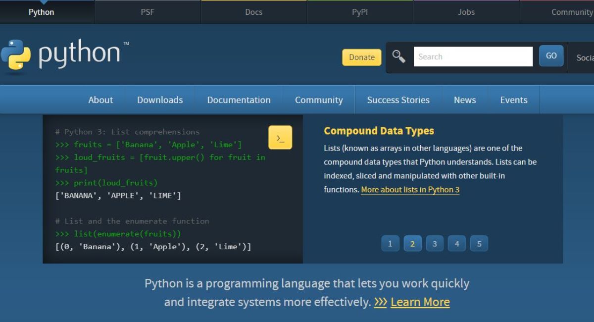 Image de l'interface de Python. 