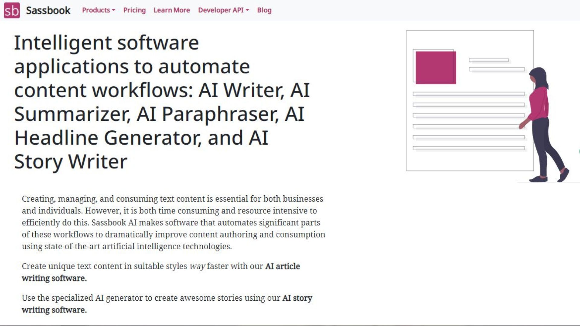 l'écran d'accueil de Saasbook AI. 