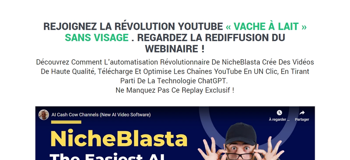 Screenshot de la page d'accueil NicheBlasta