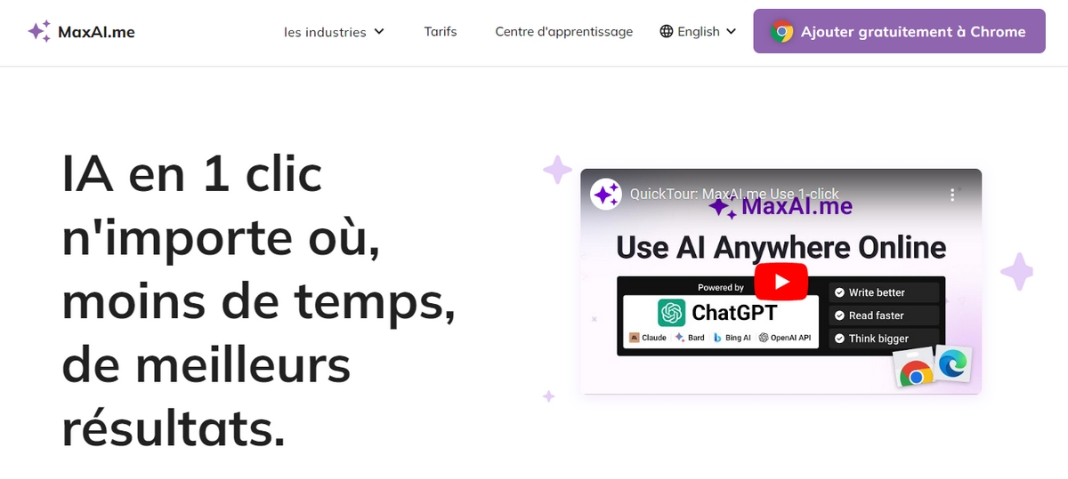 Screenshot de la page d'accueil UseChatGPT.AI