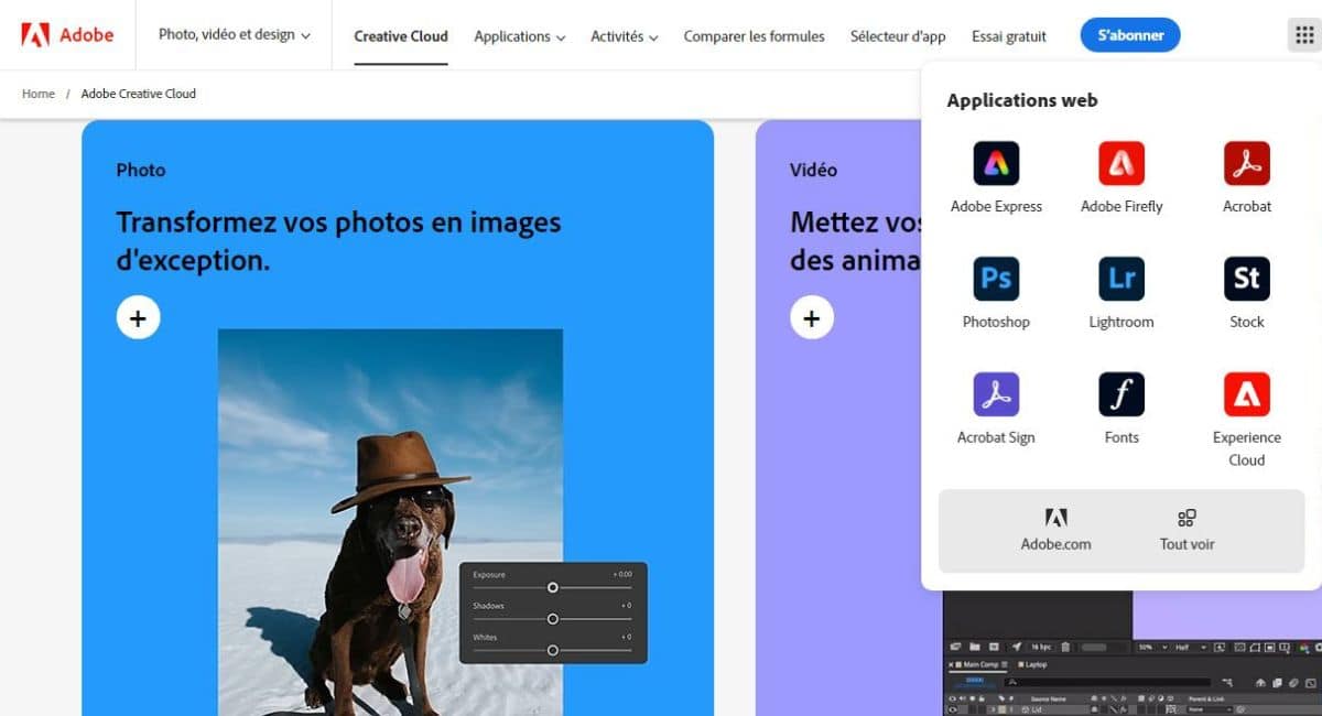 Illustration de la page d'accueil d'Adobe Creative Cloud.