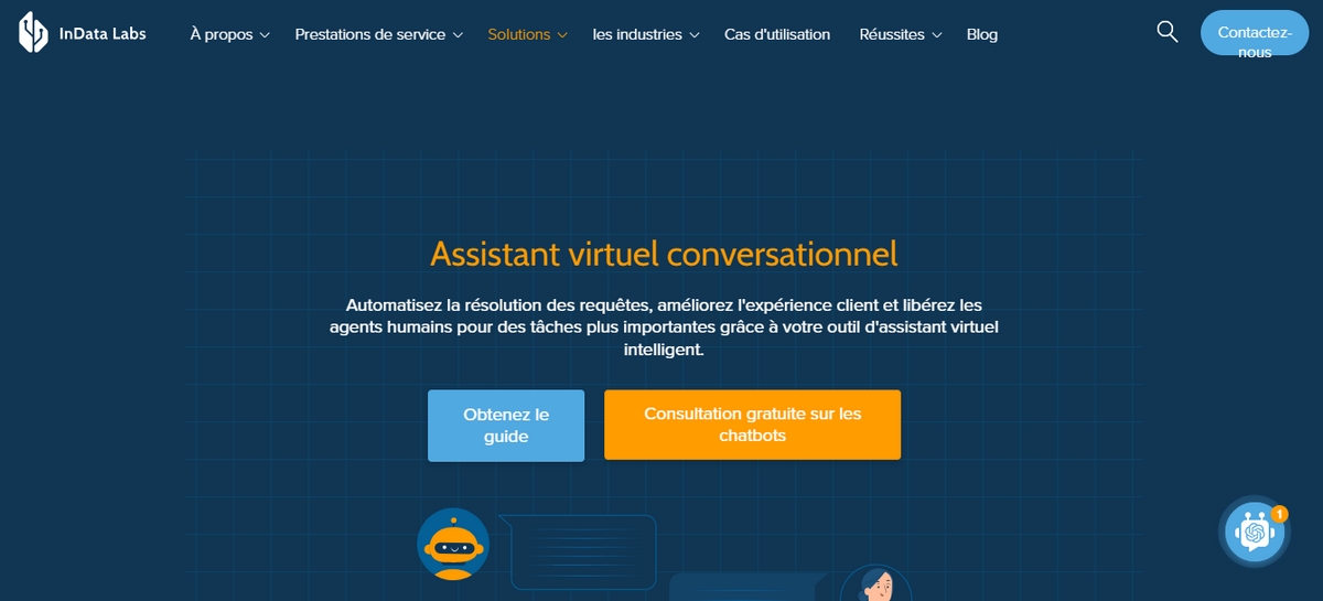 Screenshot de la page d'accueil Conversational Virtual Assistant