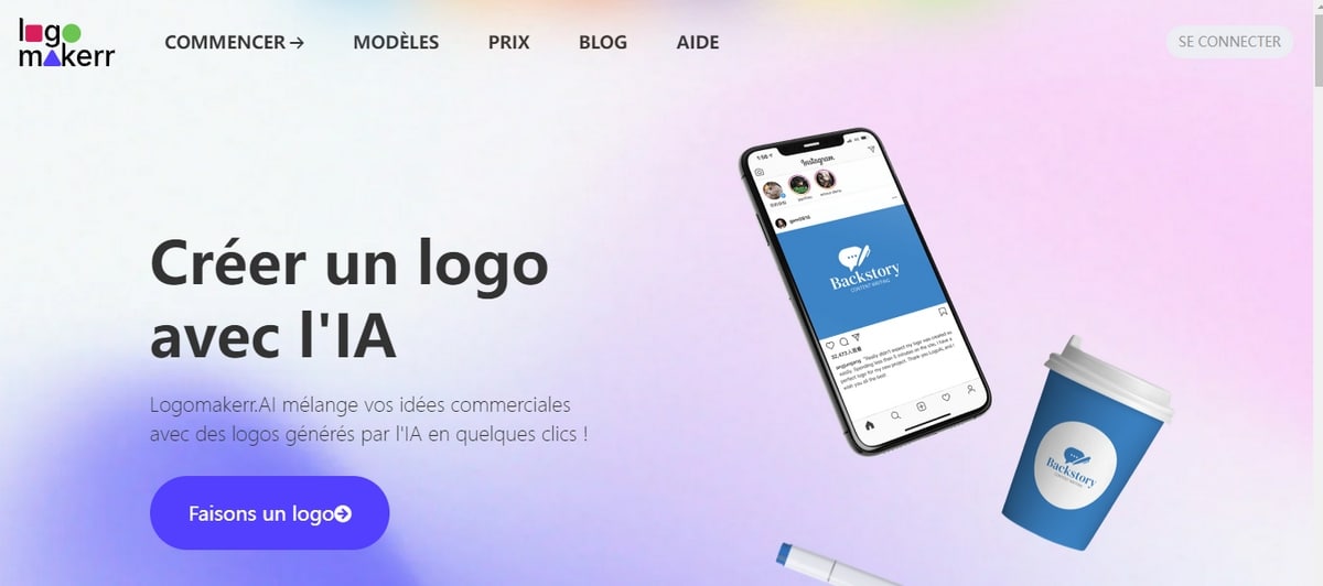 Screenshot de la page d'accueil Logomakerr