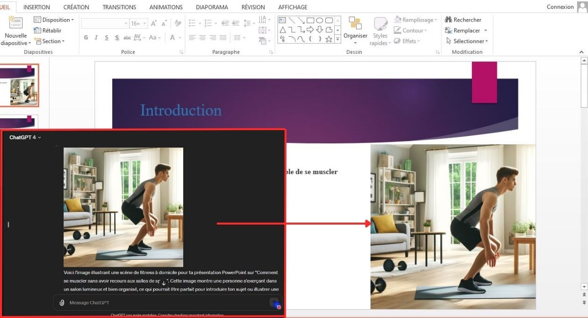 Une image générée sur ChatGPT, puis insérée sur PowerPoint pour illustrer une présentation. 